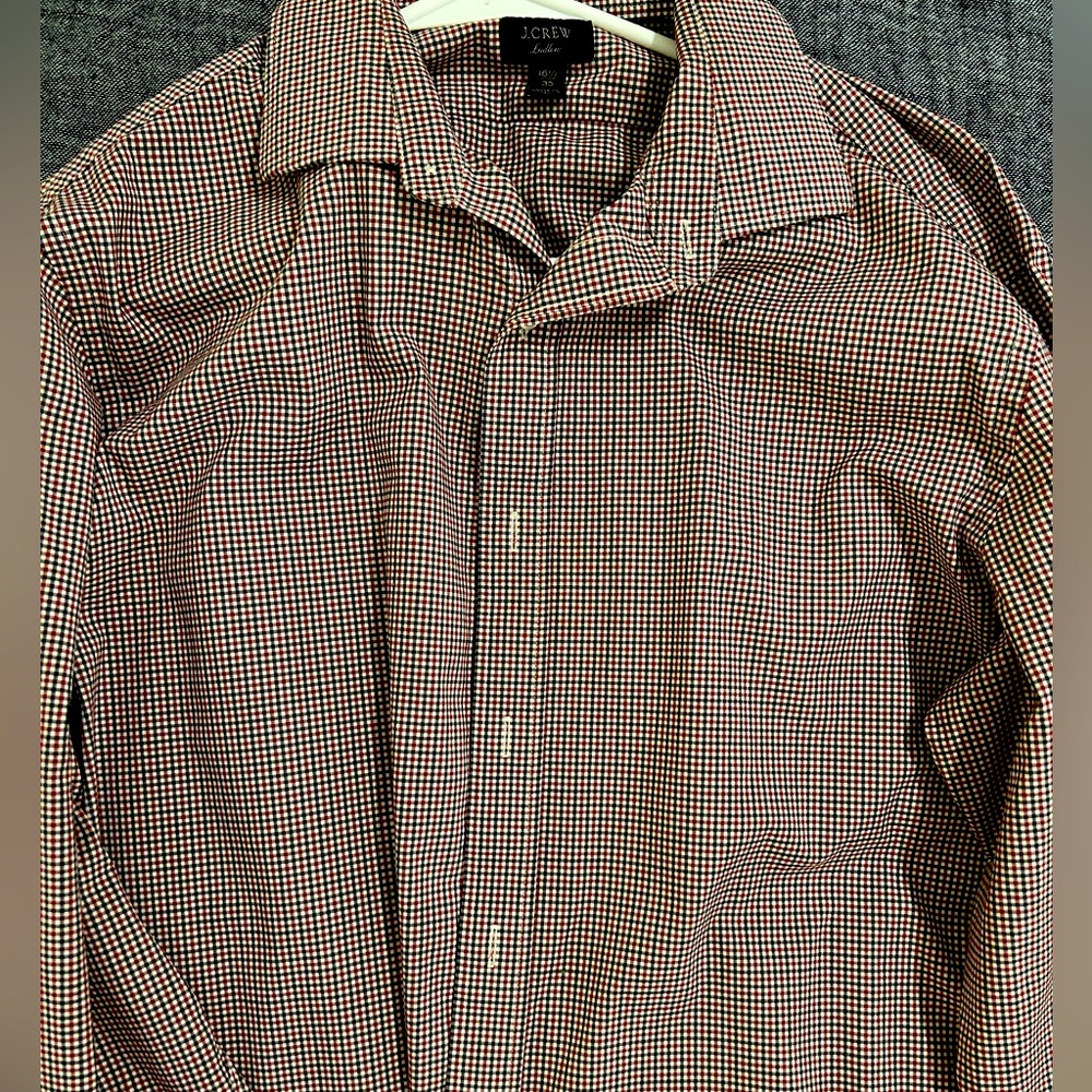 J. Crew Ludlow classic fit red & blue button down (16.5/35)